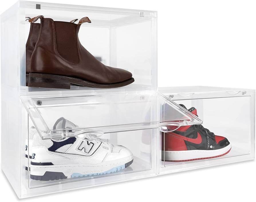 OLLIE XL Shoe Storage Boxes – Foldable and Stackable Shoe Storage Organizer for Closet – Clea... | Amazon (US)