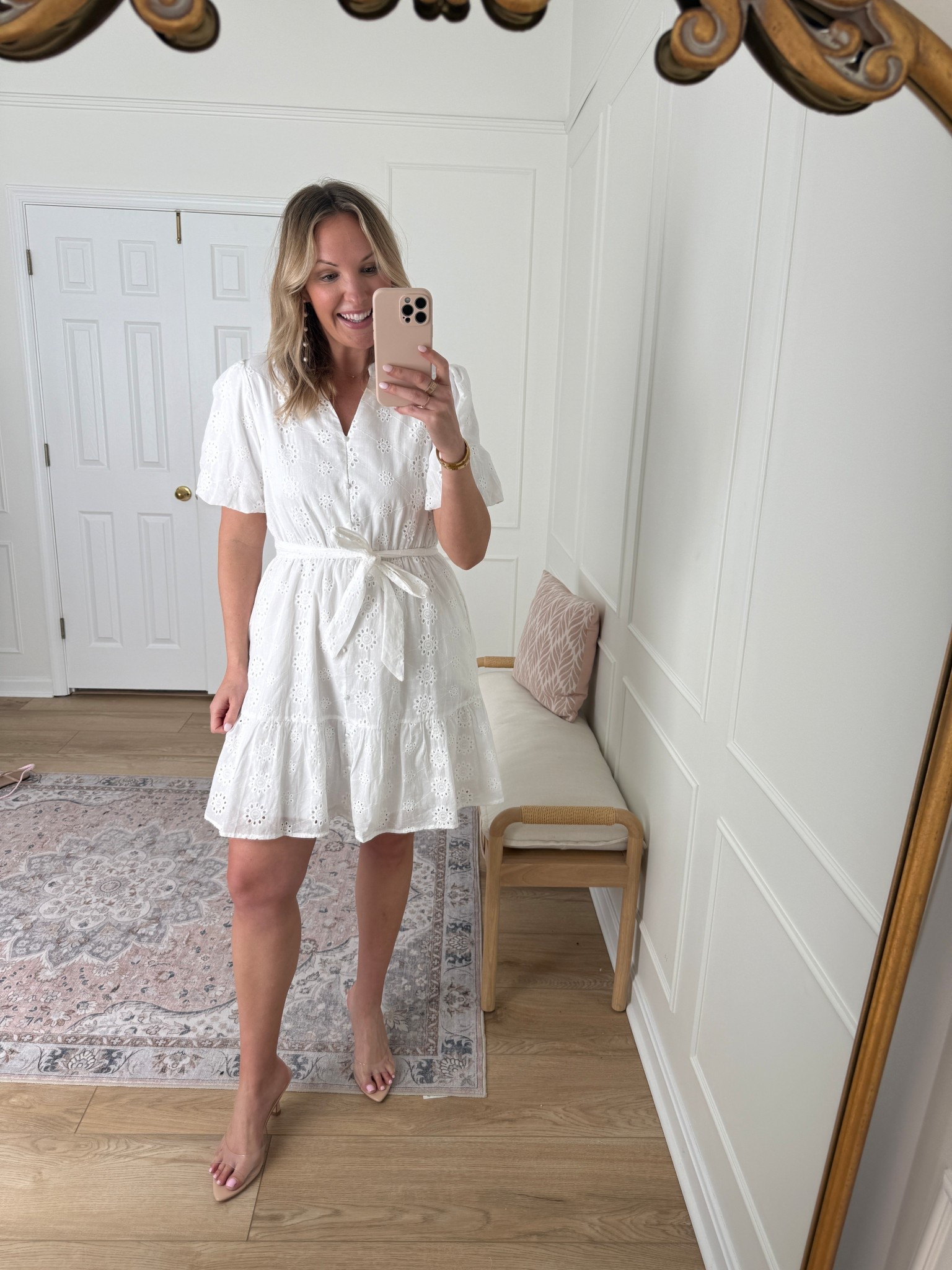 White dress - spring occasion dress - wearing a med 