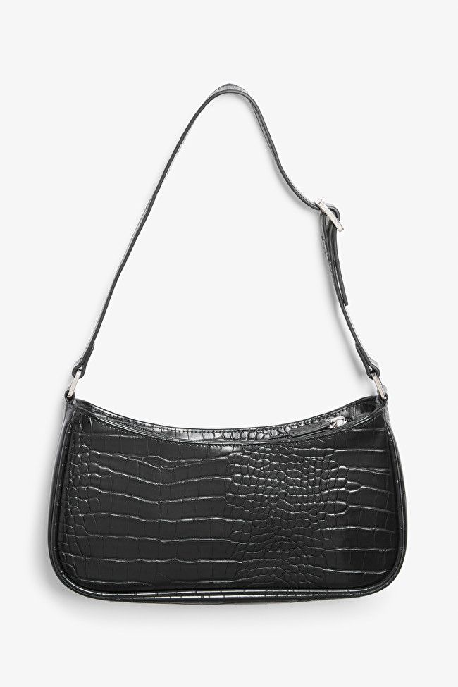 Kleine Handtasche aus schwarzem Krokodillederimitat | Monki (DE)