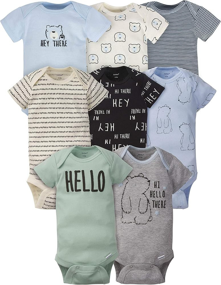 Gerber baby-boys 8-pack Short Sleeve Onesies Bodysuits | Amazon (US)