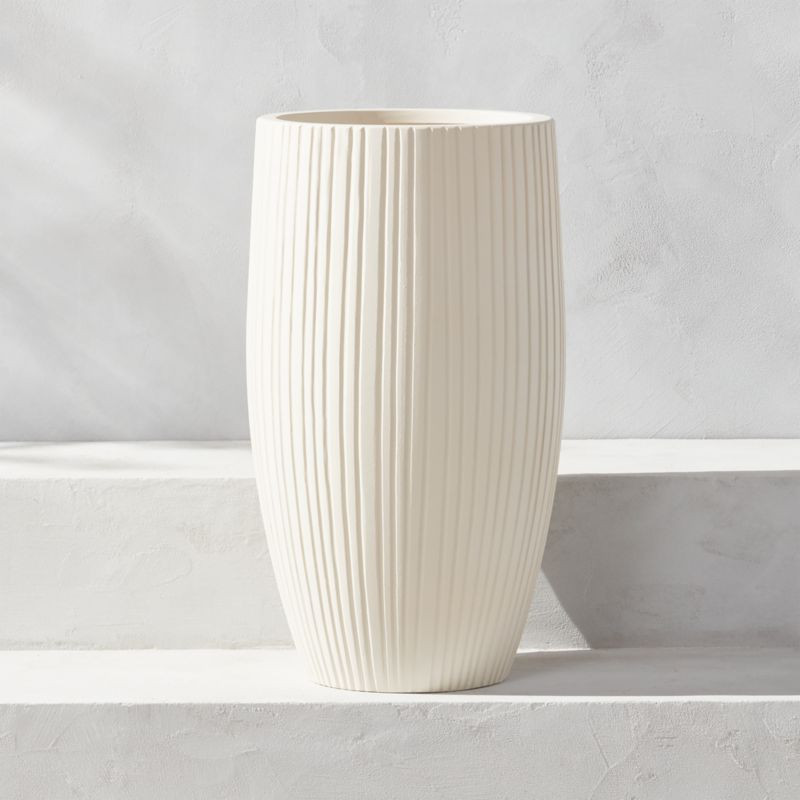 Zadie Modern White Outdoor Planter Medium + Reviews | CB2 | CB2