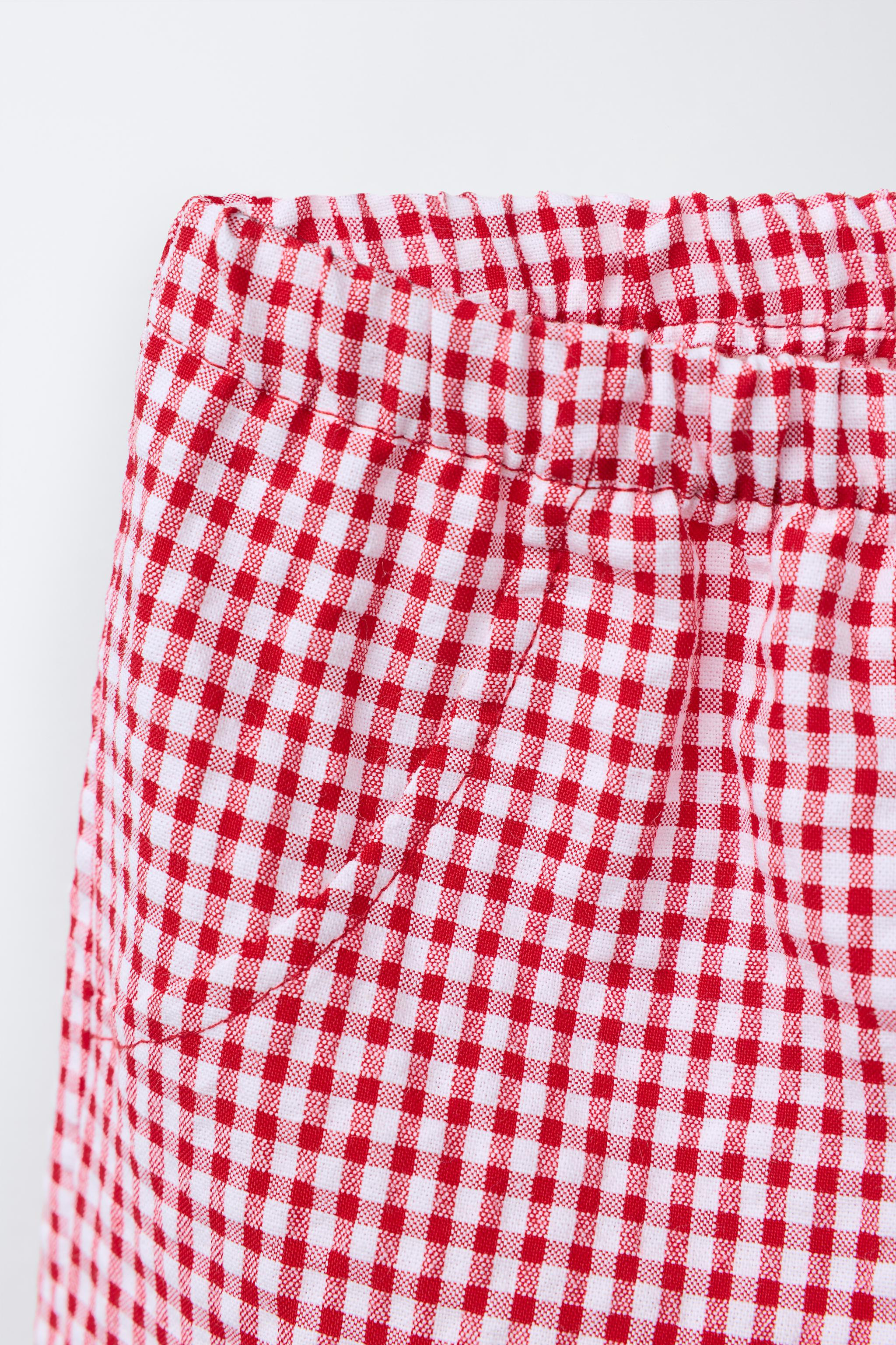 GINGHAM CHECK BAGGY TROUSERS | Zara UK
