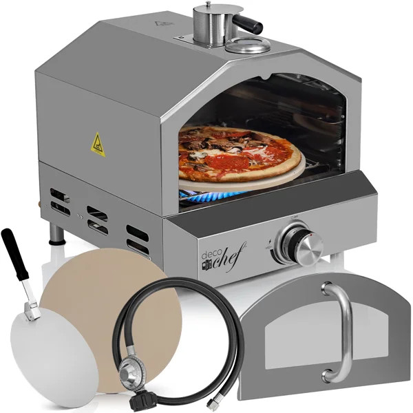 2-in-1 Propane Gas Pizza Oven & Grill, Portable, With Pizza Stone, Peel, Rack | Wayfair Professional