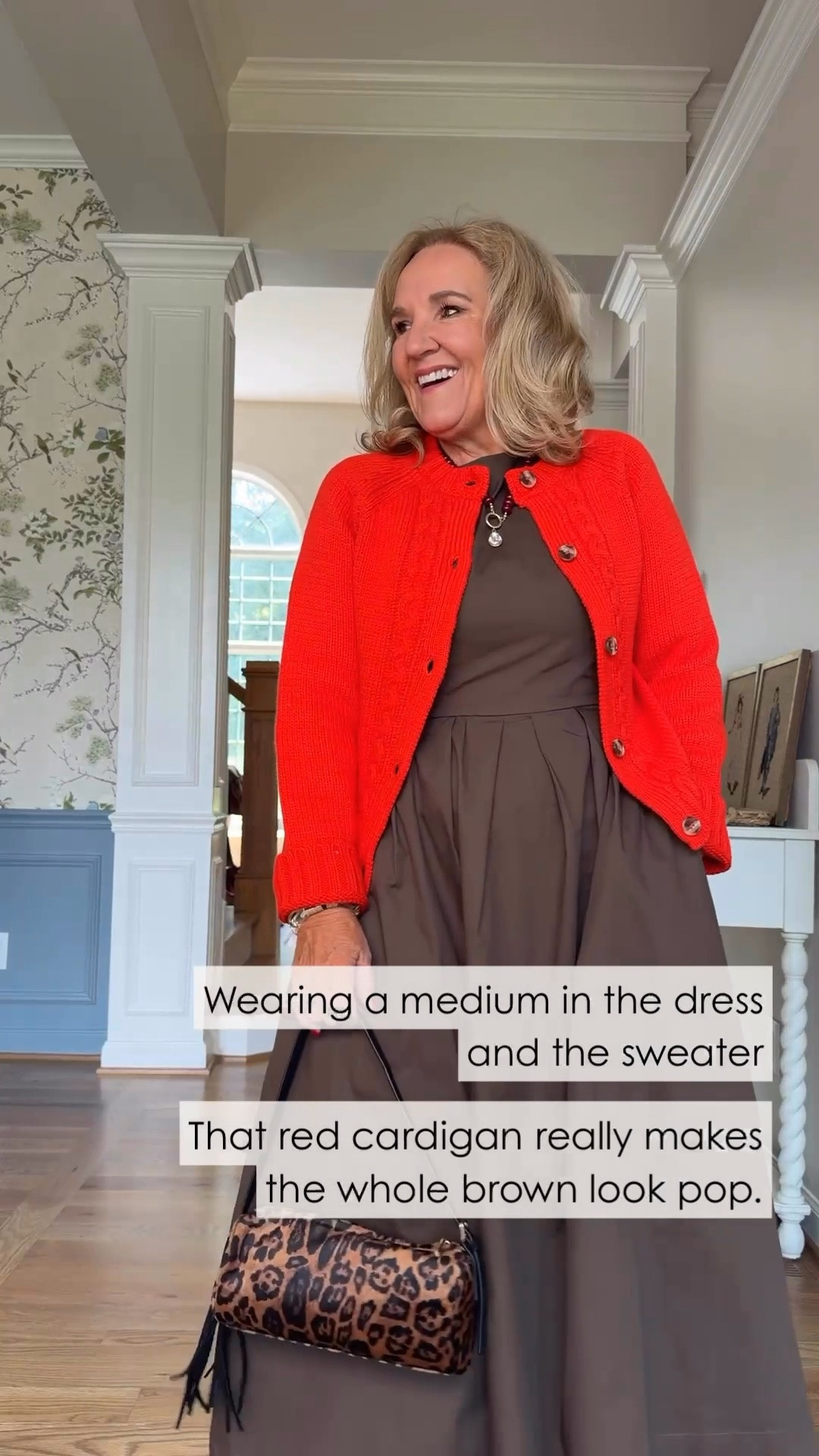 Use code NANETTE15 and get 15% off your 1st order at Avara

I’m wearing a medium in both the dress and the sweater, and I really like what the red cardigan does here. It gives this simple brown dress a little bit of personality.

#LTKootd #LTKgrwm #LTKOver40