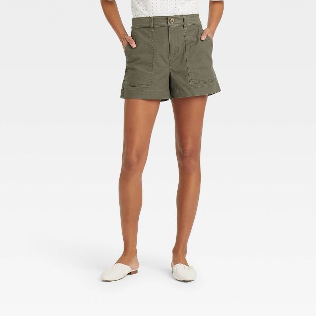 Women&#39;s High-Rise Utility Shorts - A New Day&#8482; Olive Green 8 | Target