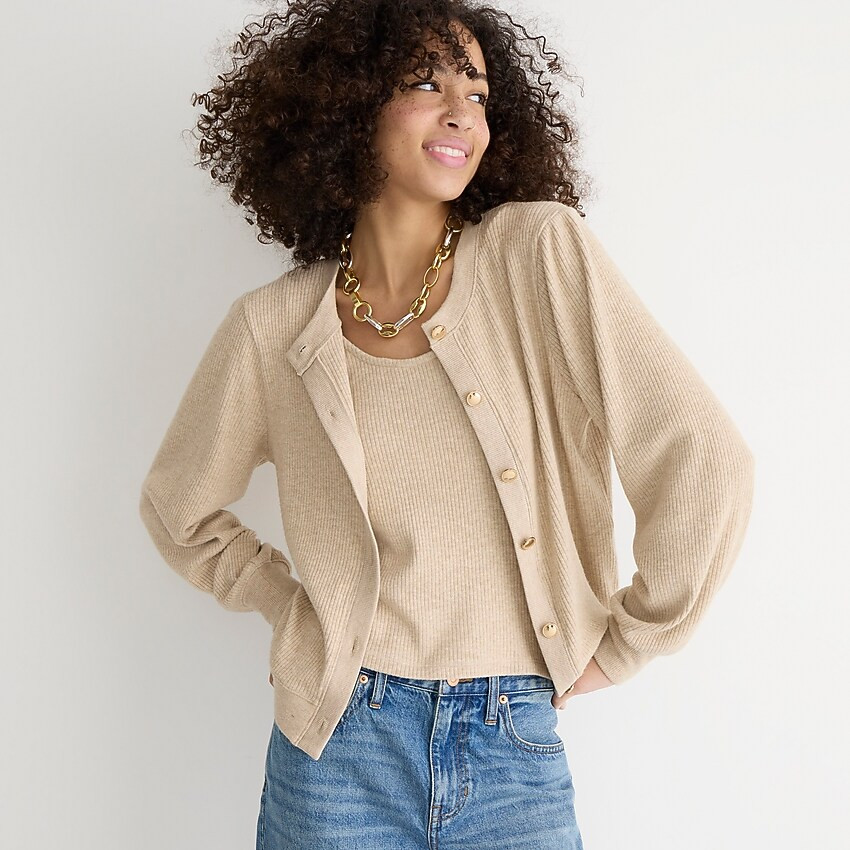 Brushed rib cardigan and tank set | J. Crew US