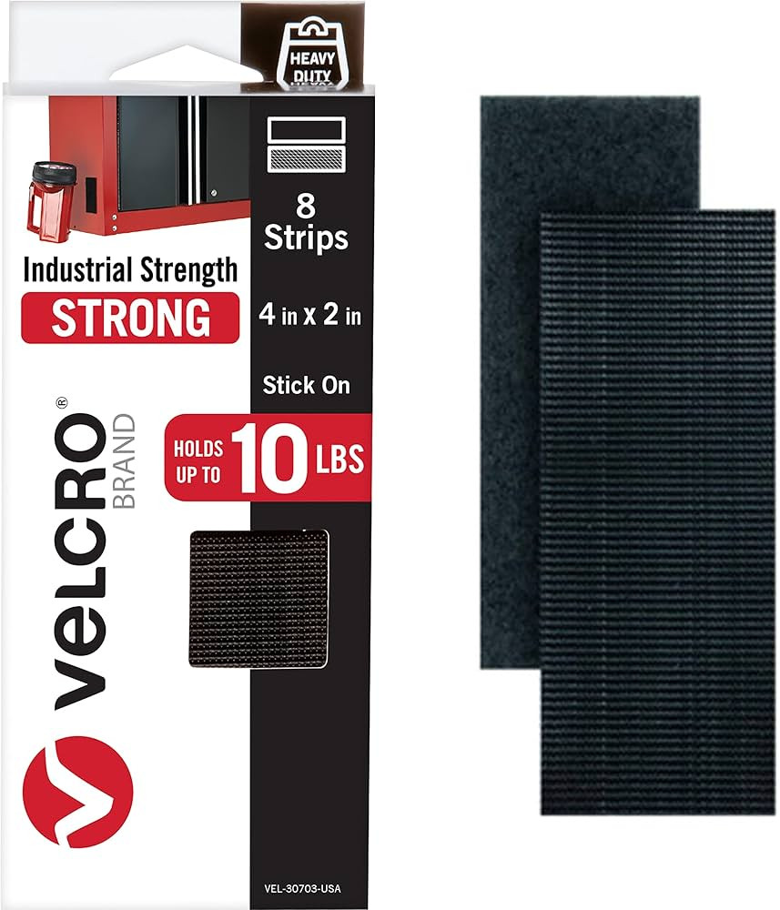 VELCRO Brand Heavy Duty Fasteners | 4x2 Inch Strips with Adhesive 8 Sets | Holds 10 lbs | Black I... | Amazon (US)