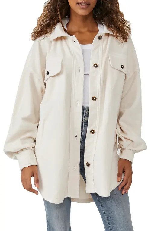 Free People We the Free Ruby Fleece Shirt Jacket in Champagne Dreams at Nordstrom, Size X-Large | Nordstrom
