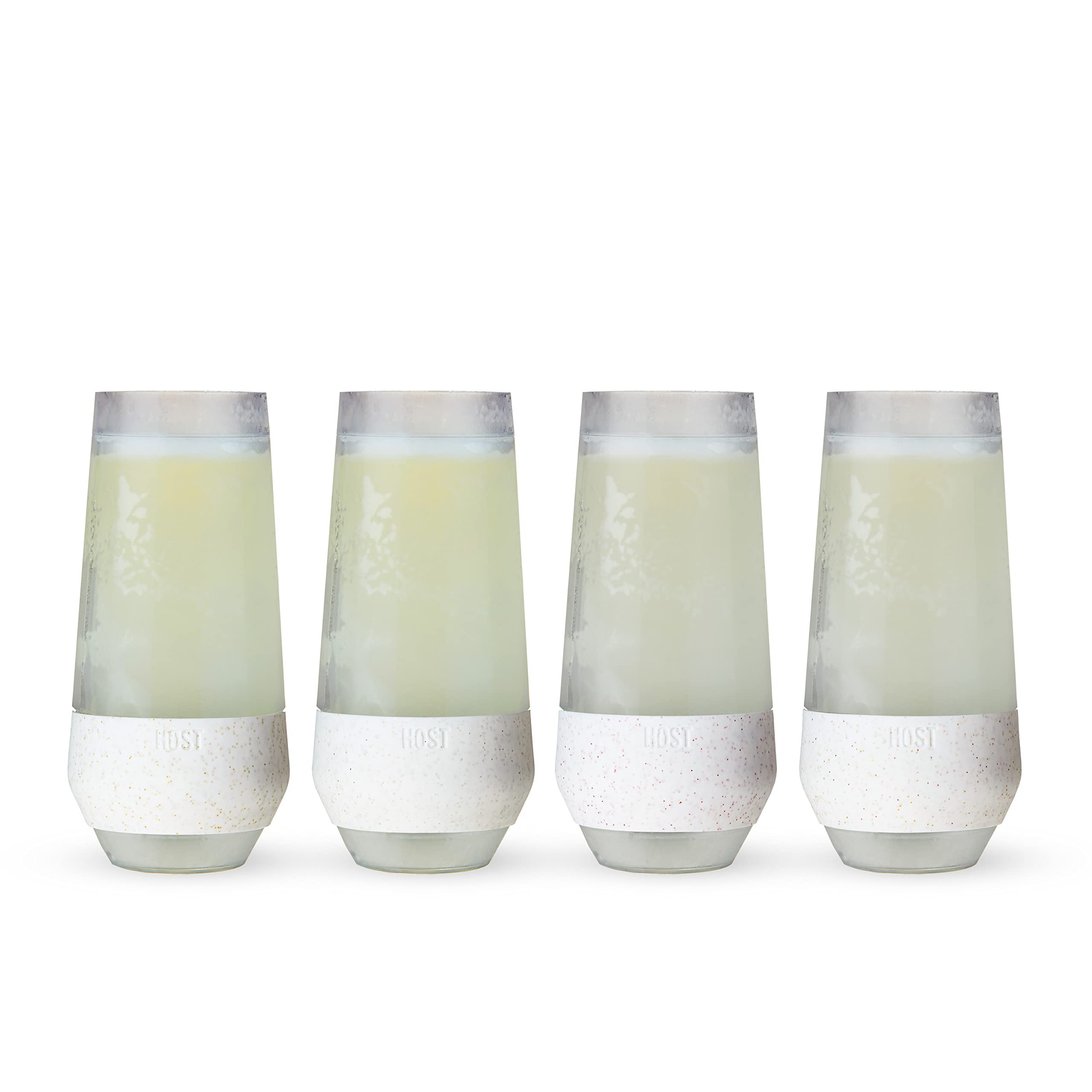 HOST Champagne Freeze Cooling Cups in Glitter Set Wine Chilling Drinkware, Set of 4, White | Amazon (US)