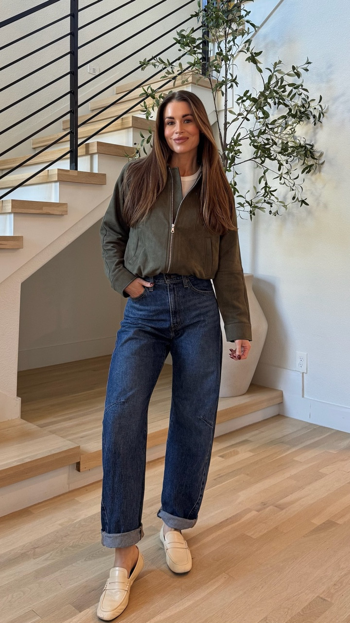 Y’all are not going to believe the price of this faux suede jacket that I just got in from Target! This olive green color is my favorite! I love the bomber jacket style of this and it also has a drawstring at the bottom so you can cinch it at the waist a bit!

It looks great with these barrel leg jeans that I’ve been wearing on repeat. I just rolled them up a bit at the bottom for a different look!

Target style
Target outfits
Barrel leg jeans
Denim
Suede bomber jacket
Suede jacket
Olive green jacket

#LTKStyleTip #LTKFindsUnder50 #LTKSaleAlert