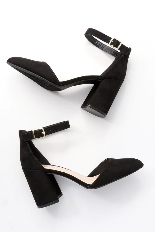 Ellarose Black Suede Ankle Strap Heels | Lulus (US)