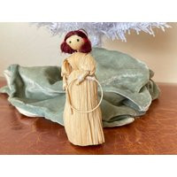 Amish Corn Husk Doll Christmas Ornament Girl Playing Hoop & Stick 1970's Handmade Or926 | Etsy (US)