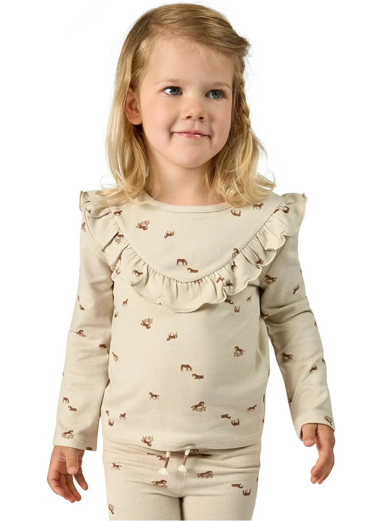 Modern Moments by Gerber Toddler Girl Ruffle Long Sleeve Top, Sizes 12M-5T | Walmart (US)