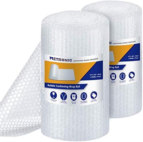 Metronic Bubble Cushioning Wrap Roll 12x72 FT Bubble Roll- Perforated 12×12", 2 Rolls Air Bubble... | Amazon (US)