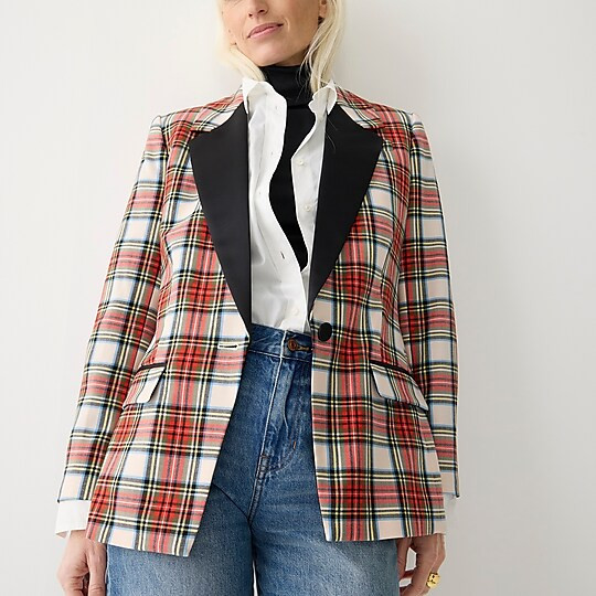 Willa blazer in Snowy Stewart tartan wool | J. Crew US