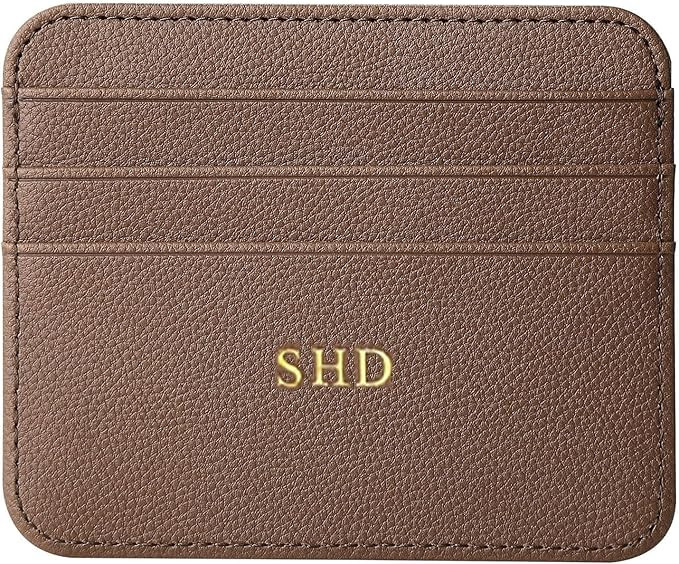 Personalized Credit Card Holder Wallet for women, Custom Gold Silver Initial letters Cute PU Leat... | Amazon (US)