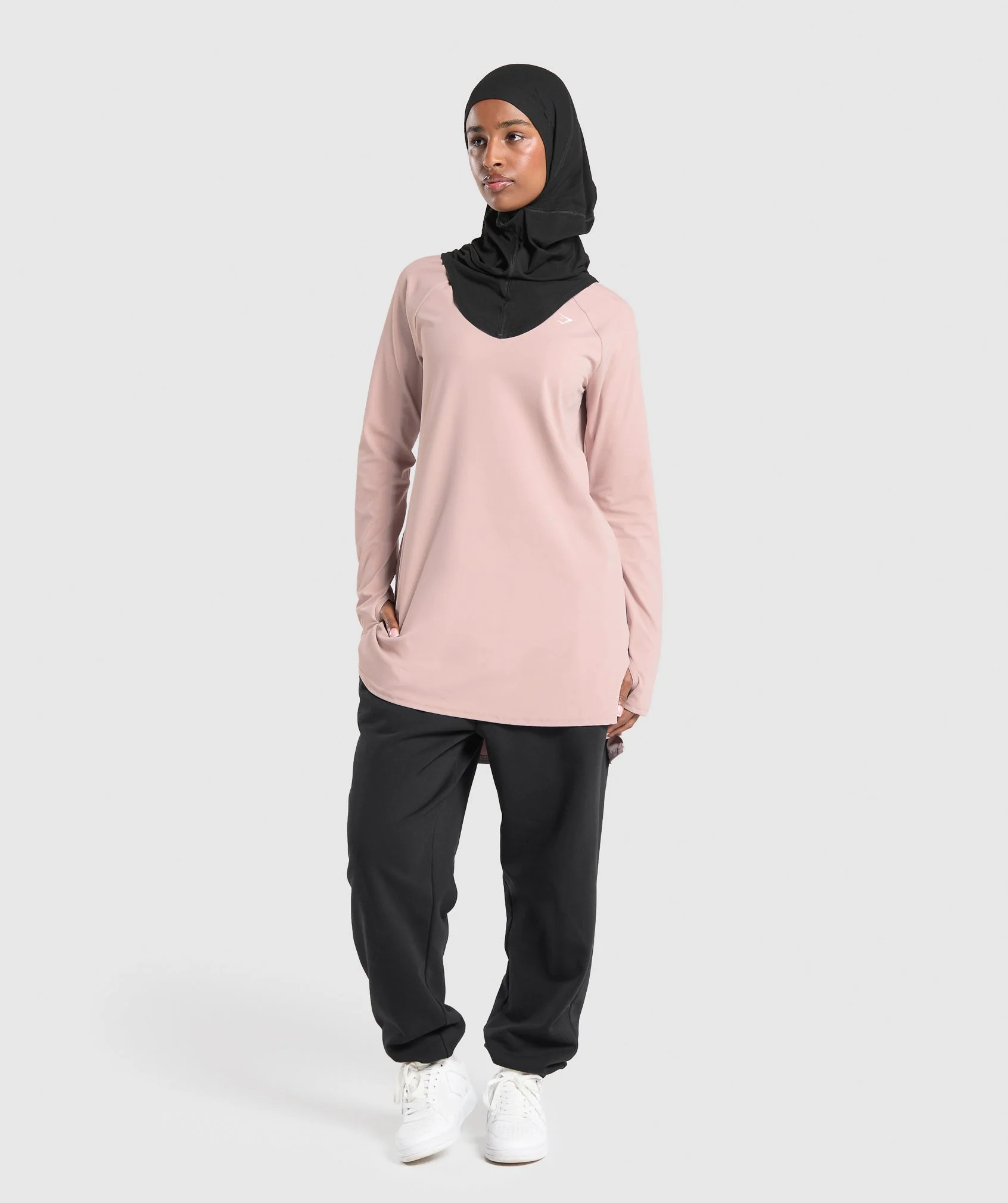 Gymshark Long Line Long Sleeve Top - Muted Pink | Gymshark UK