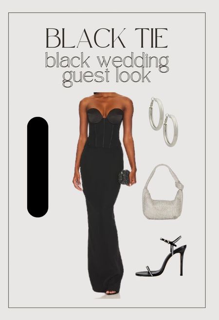 BLACK TIE WEDDING GUEST LOOK: BLACK
—
Fall wedding, winter wedding, lookbook, , inspo, maxi dress, midi, metallic , black, gold, silver, shoes, heels, pumps, clutch, drop earrings, wedding guest, bridesmaid, revolve, revolve dress, neutral 

#LTKwedding #LTKHoliday #LTKparties