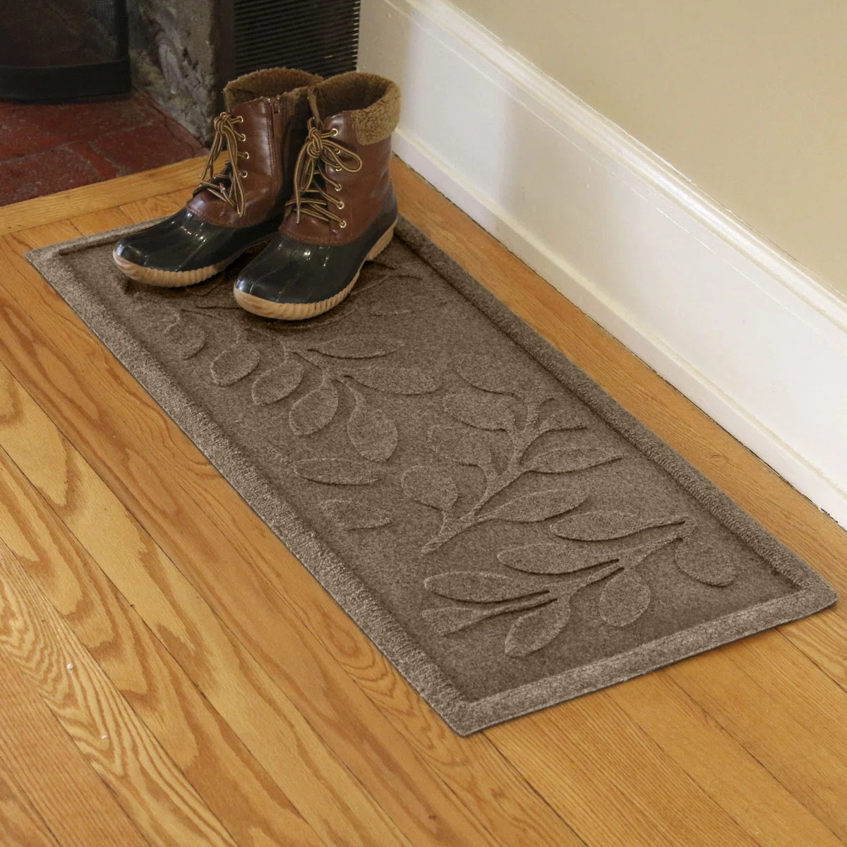 WaterHog Brittney Leaf 15 in. x 36 in. Indoor Outdoor Boot Tray | Wayfair North America