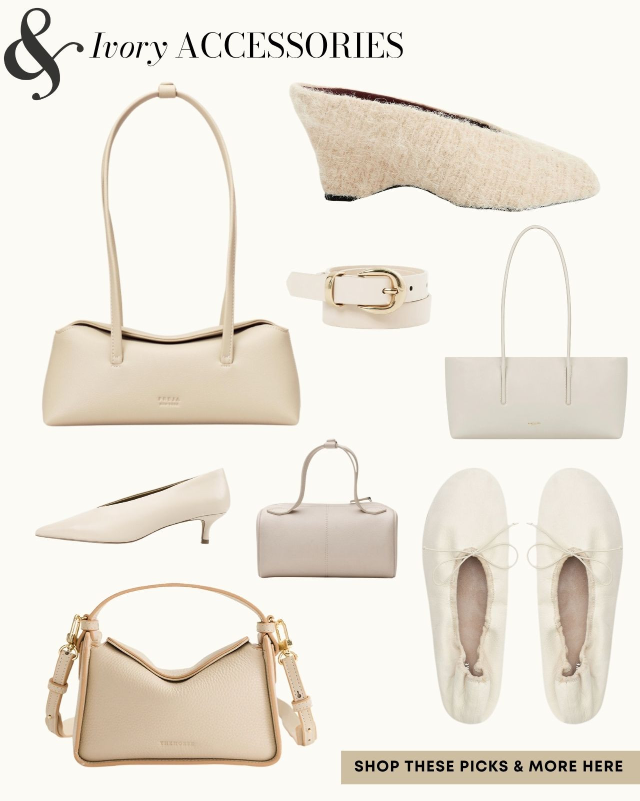 Stop buying random accessories and do this instead 

Most great outfits are let down by random accessories...

Rather than shopping randomly for whatever catches your eye, go for curated 'accessory families' by matching colour & tone across your accessories.

I recommend every woman curate 2-3 key tonal accessory families to help keep dressing effortless AND polished.

These are my top colour picks for Winter 2026, and I've curated all my top picks ✨

Ivory Accessories 🤍 

 #LTKaustralia #LTKwinter #LTKstyletip