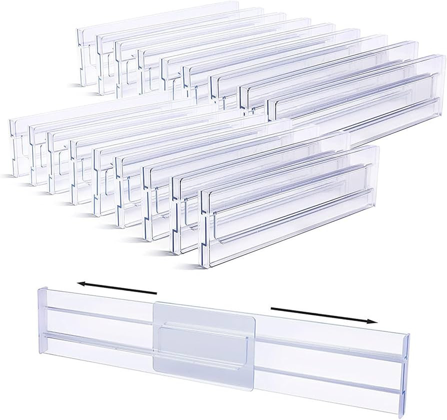 18 Pack Drawer Dividers,Adjustable 3.5" High Expandable from 11-20" Adjustable Drawer Organizers,... | Amazon (US)