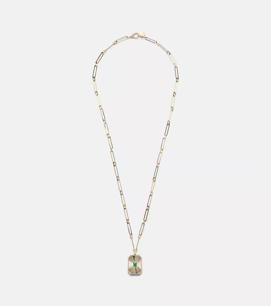 Shay Jewelry 18kt gold Radiant Deco pendant necklace with emerald and diamonds | Mytheresa (US/CA)