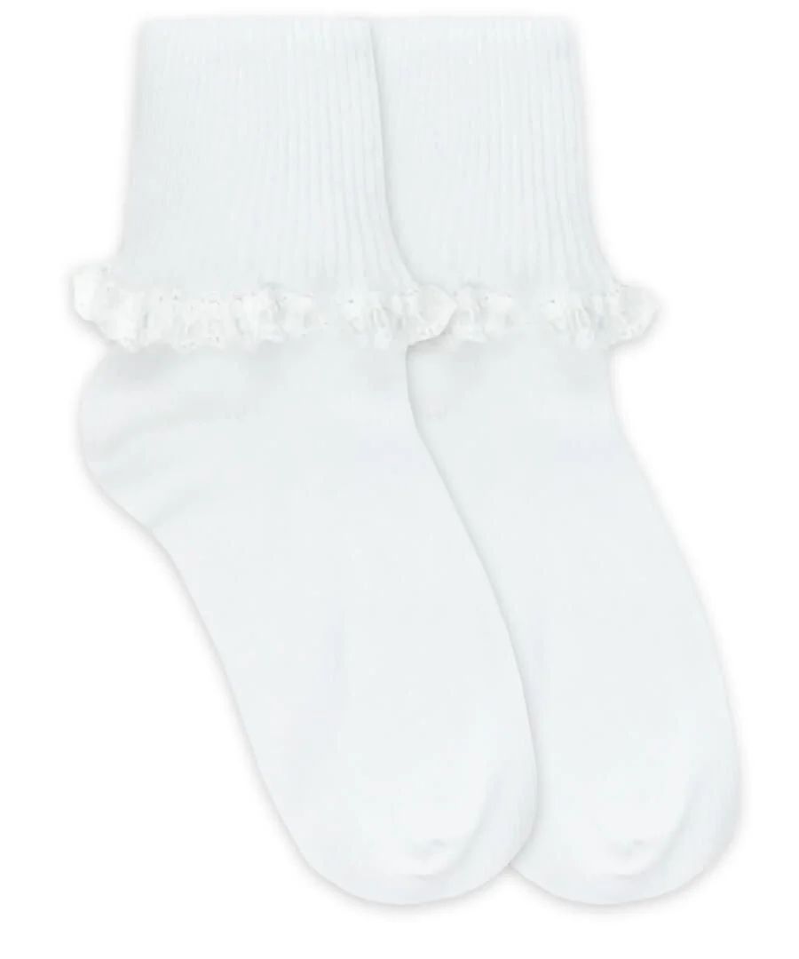 Jefferies Cluny & Satin Lace Turn Cuff Socks | JoJo Mommy