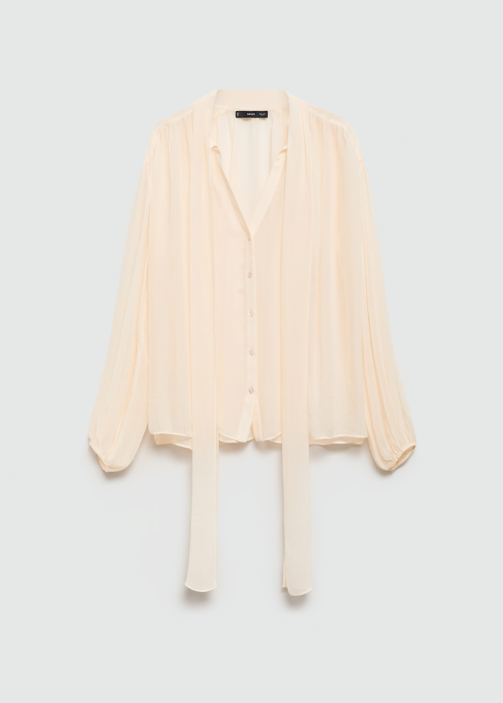 Schleifenbluse mit Ballonärmeln - Damen | MANGO Deutschland | MANGO (DE)