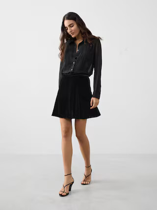 Godet Velvet Mini Skirt | Banana Republic Factory