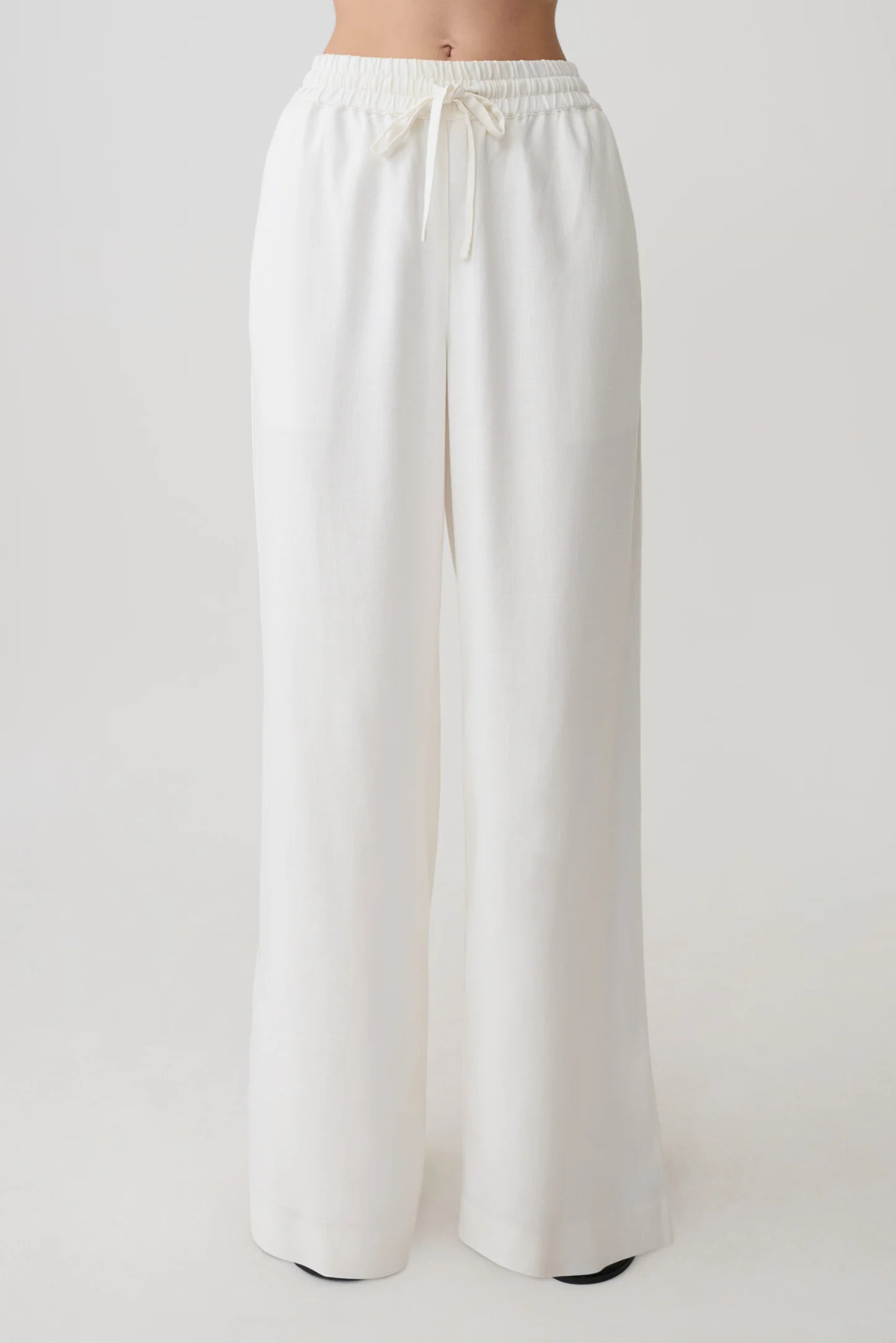 Selena Linen Straight Leg Pant - White | MESHKI US