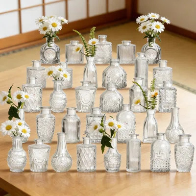 Set Of 32 Assorted Mini Glass Bud Vases For Flowers, Vintage Crystal Clear Table Centerpieces For Wedding, Home Decor And Event Decorations | Wayfair North America