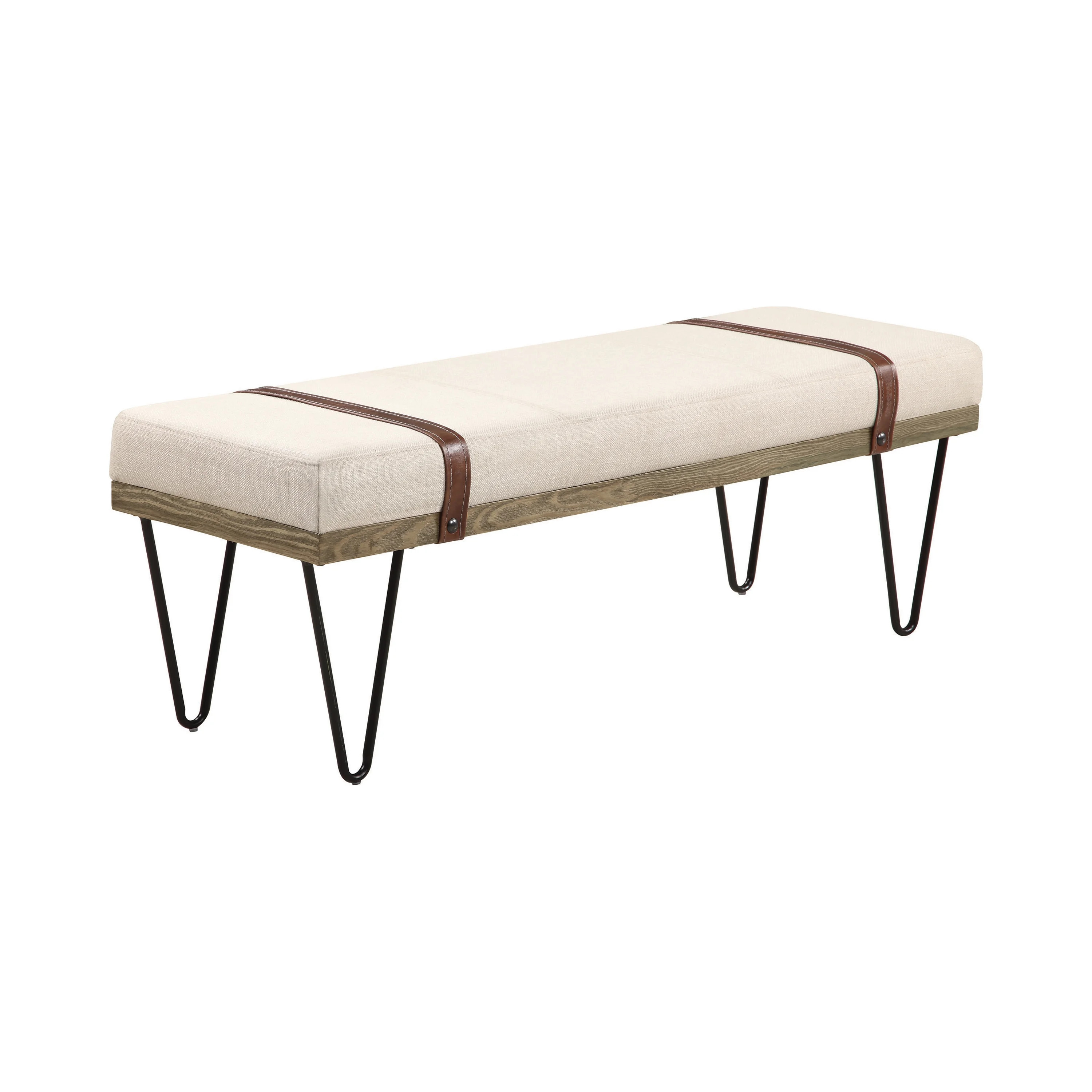 Upholstered Bench Beige and Black - Walmart.com | Walmart (US)