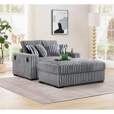 Loveseat With Ottoman Featuring A Cup Holder, Bluetooth Speaker, Wireless Charger, And Usb Ports | Wayfair North America