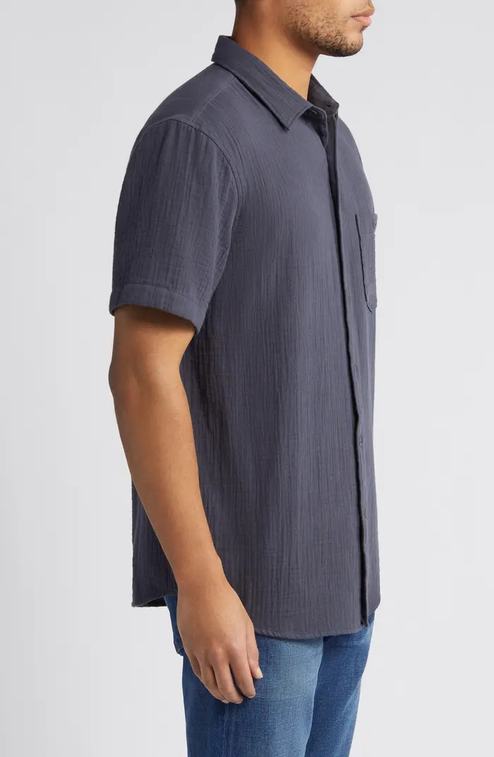 Cotton Gauze Short Sleeve Button-Up Shirt | Nordstrom