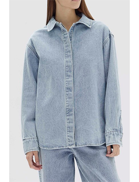 Rylee Denim Overshirt Light Stone | David Jones (Australia & New Zealand)
