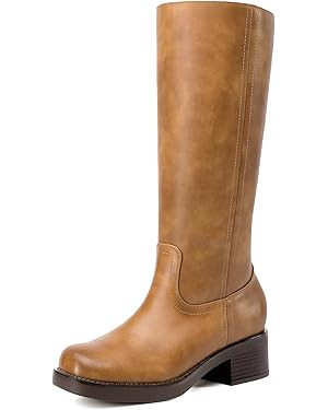 DREAM PAIRS Womens Knee High Boots Square Toe Platform Chunky Block Heel Banana Campus Boots for ... | Amazon (US)