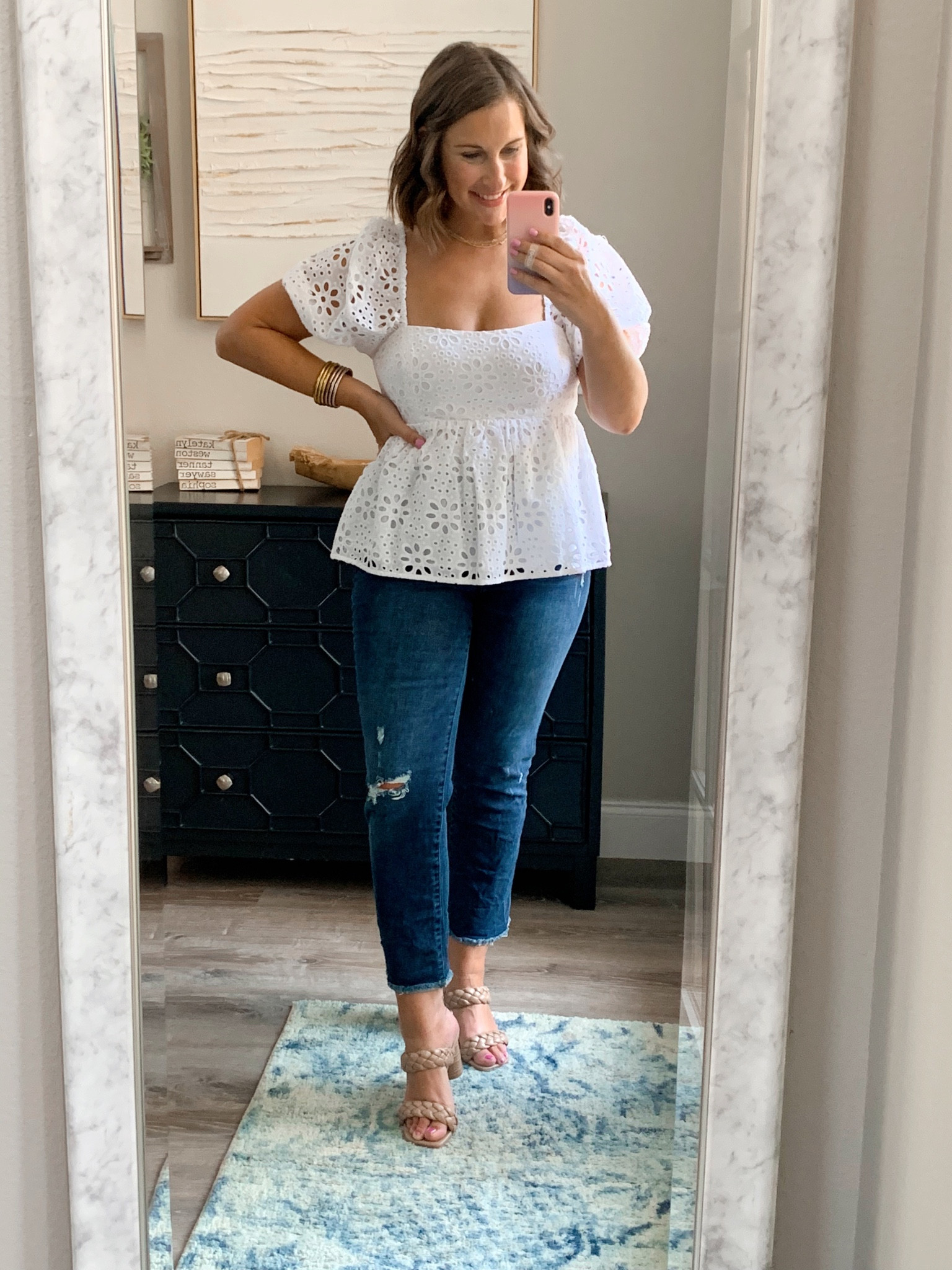 Eyelet peplum top! This exact top is from Lilly Pulitzer I got it on sale over the summer!🤍🤍 

Linked similar tops below! 👇🏻

#LTKFind #LTKunder50 #LTKSeasonal