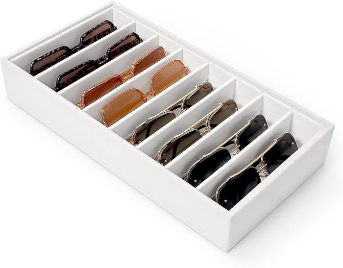 Velvet Sunglass Organizer Tray, Stackable Glasses Case for Drawer, Eyeglasses Watches Jewelry Dis... | Amazon (US)