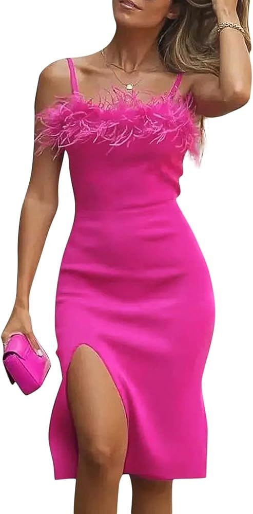 Valentines Day Outfit Women Sexy,Homecoming Dresses Tassels O-Neck Sleeveless Slim Bodycons Mini ... | Amazon (US)