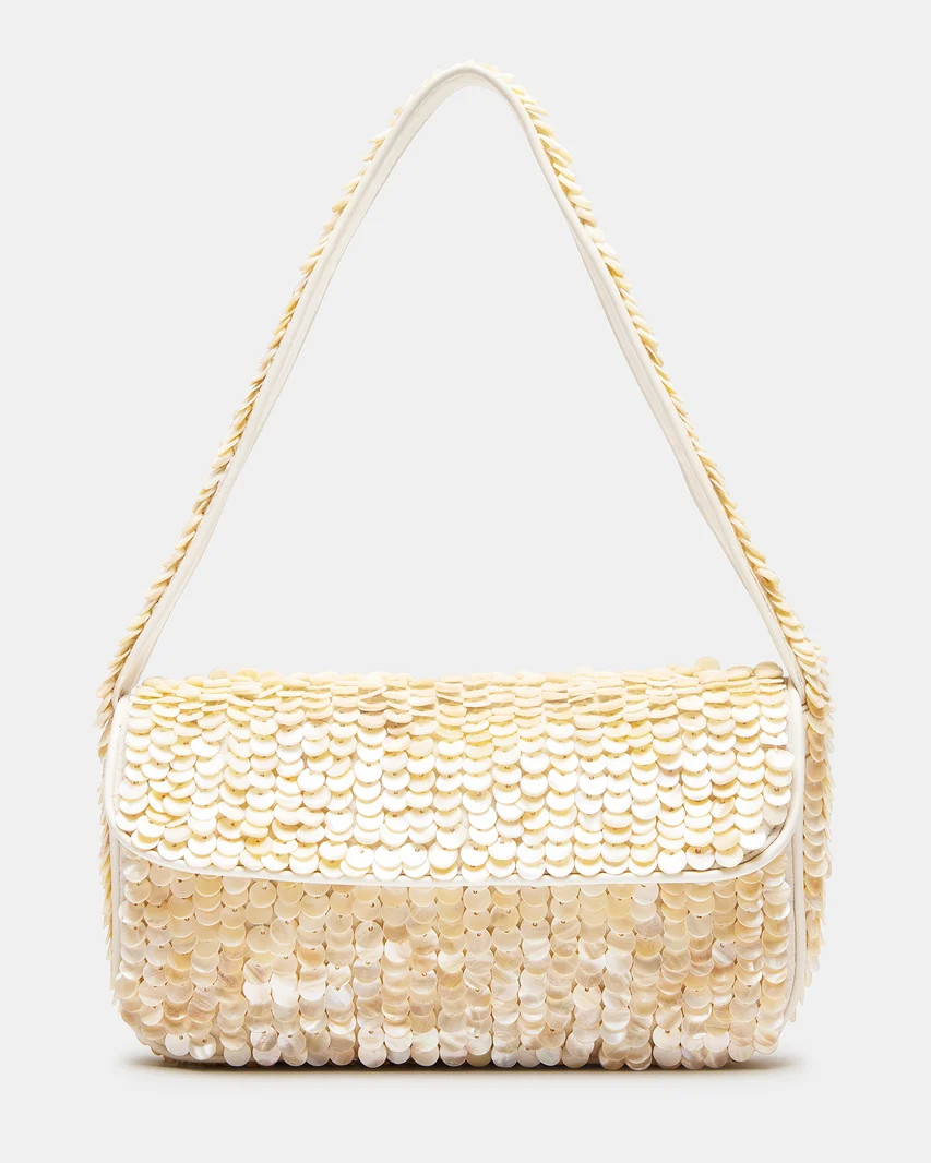 CHARLI Bag Ivory | Women's Shell Embellished Shoulder Bag | Steve Madden (US)