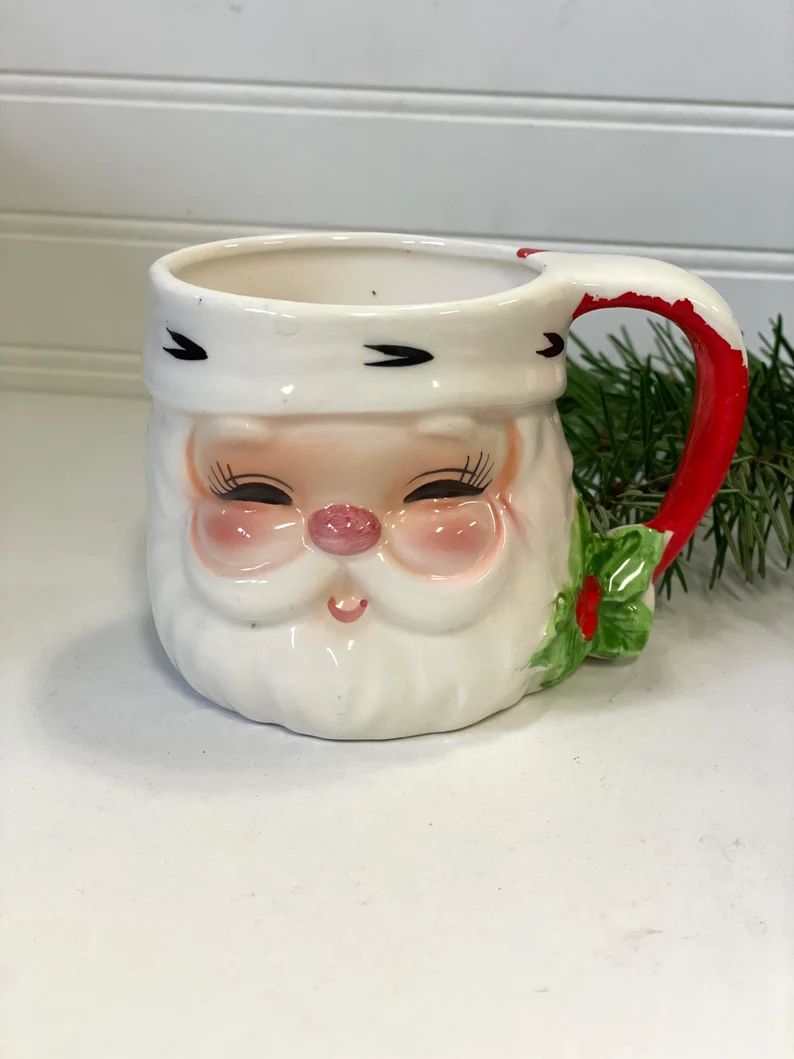 Santa mug-  vintage Santa mug- Christmas mug- holiday coffee cup | Etsy (US)