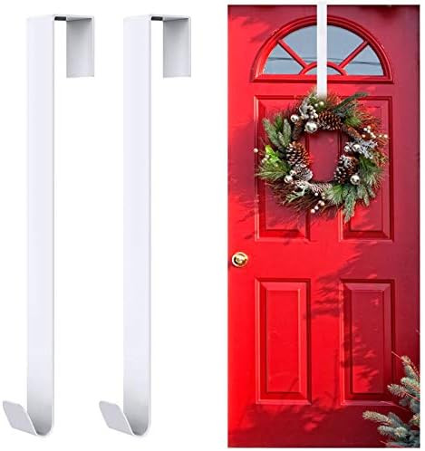 Kederwa 2pcs Wreath Hanger, 12inch White Wreath Hangers for Front Door Over The Door Wreath Hook Hol | Amazon (US)