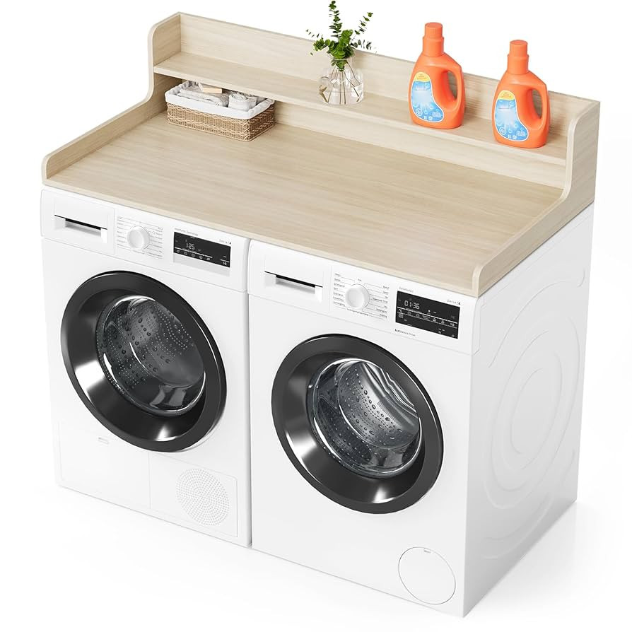 SpaceAid Washer Dryer Countertop with 2-Tier Shelf, Wood Topper with Edge, 54" Width x 27.5" Dept... | Amazon (US)
