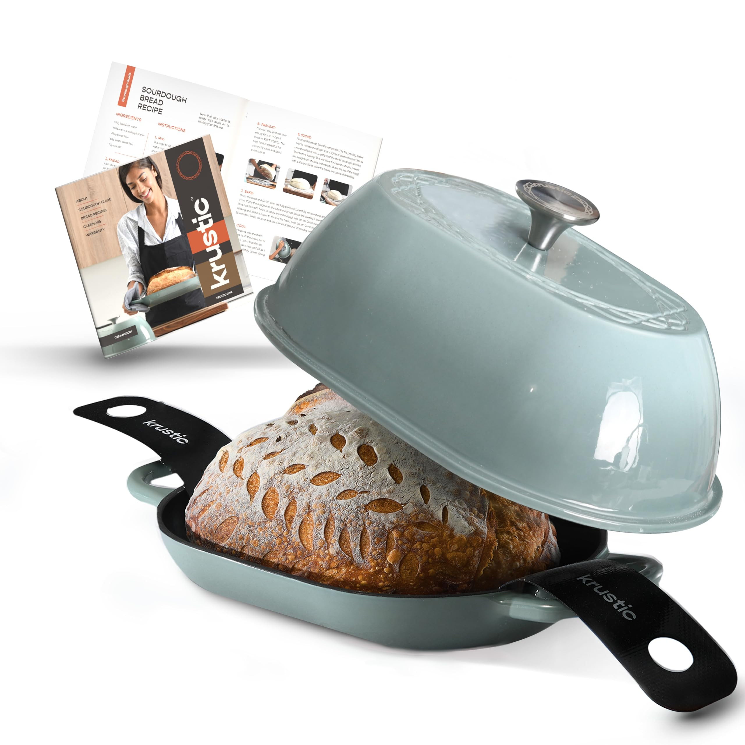 Enameled Cast Iron Dutch Oven for Professional Sourdough Bread Baking | 5.5 Quart Loaf Size Oval ... | Amazon (US)