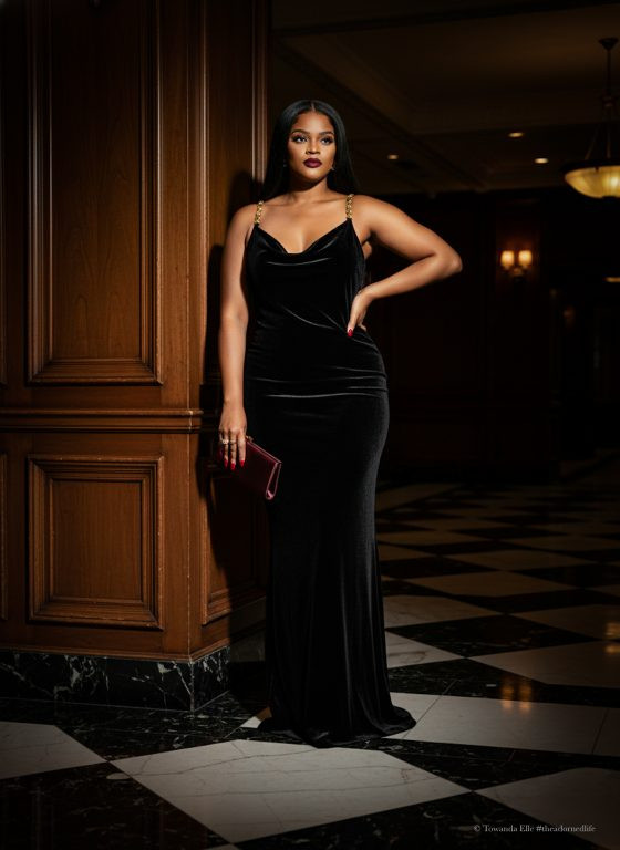 Velvet always belongs in the holiday wardrobe! This black velvet gown is timeless, feminine, and effortlessly chic — ideal for Christmas parties, winter weddings, and elegant holiday nights when you want to feel polished and confident. 
#VelvetDress #HolidayPartyOutfit #ChristmasStyle #ClassicHolidayFashion 

 #LTKHoliday #LTKgrwm #LTKOver40