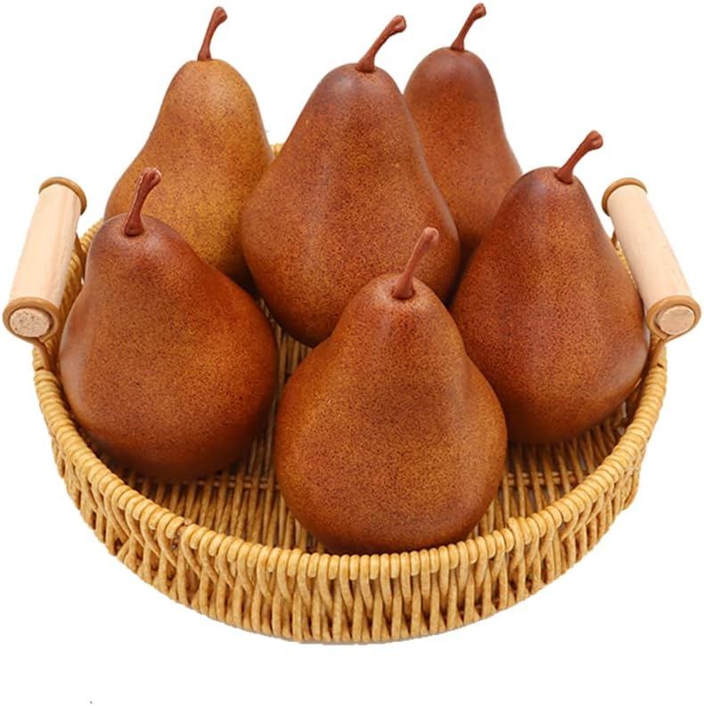WJboand 6PCS Fake Brown Pear Artificial Lifelike Fake Fruits Decorative Kitchen Party Home Orname... | Amazon (US)