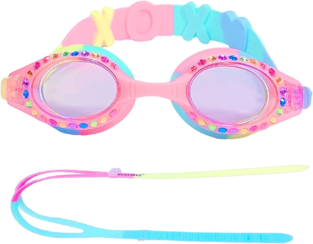 Girls Swim Goggles - Bling Swimming Goggles for Girls Ages 4-12 - No Leak, Anti-Fog, UV Protectio... | Amazon (US)