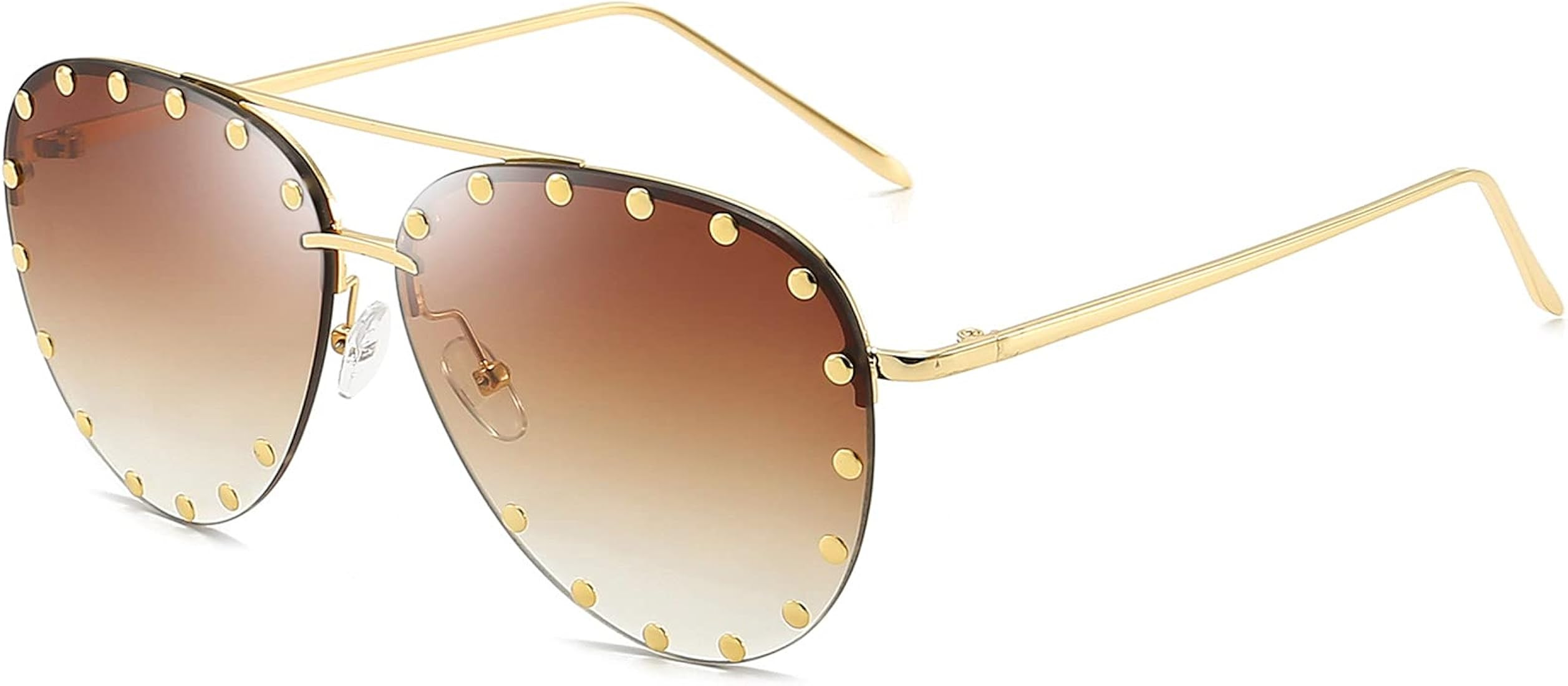 Dollger Studded Sunglasses for Women Fashion Studded Aviator Sunglasses Metal Frame UV 400 | Amazon (US)