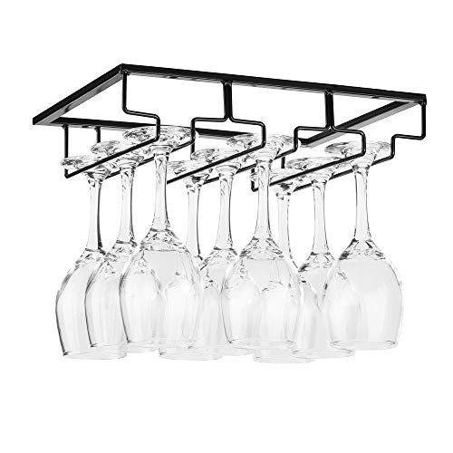 Wine Glass Rack - Under Cabinet Stemware Wine Glass Holder Glasses Storage Hanger Metal Organizer fo | Amazon (US)