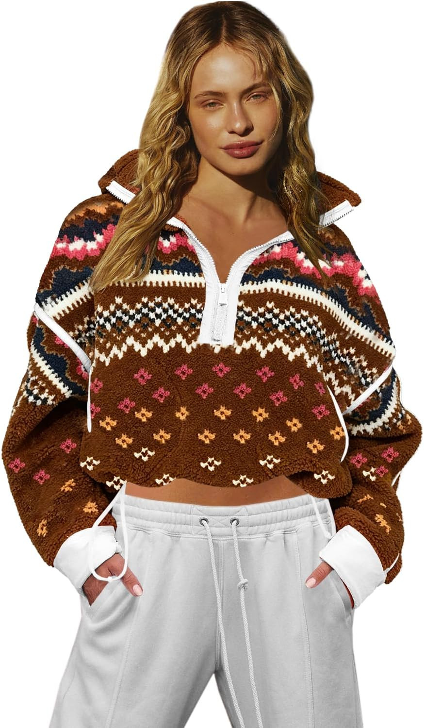LAMISSCHE Women Fleece Half Zip Sweatshirt Long Sleeve Sherpa Jacket | Amazon (US)